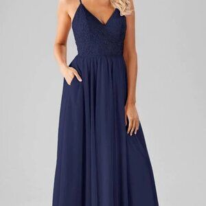 Kennedy Blue Cameron Style Navy Blue Racer Back Bridesmaid Dress Size 4